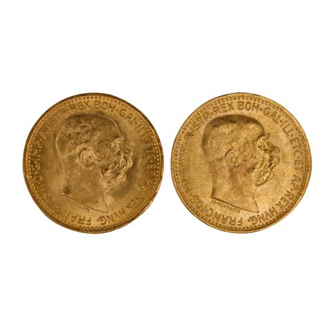 Österreich/GOLD - 2 x 10 Kronen 1912 NP,