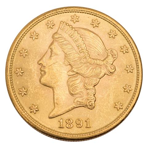 USA /GOLD -  20 $ Double Eagle Liberty Head 1891-S