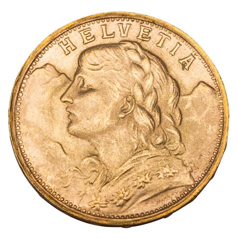 Schweiz - 20 Franken 1935/B, Vreneli,
