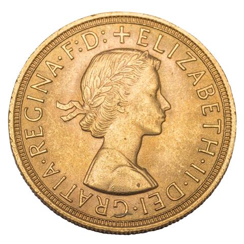 Großbritannien - 1 Sovereign 1957, Queen Elizabeth II,