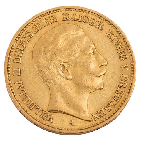 Preussen/GOLD - 20 Mark 1890/A, Wilhelm II., ss,