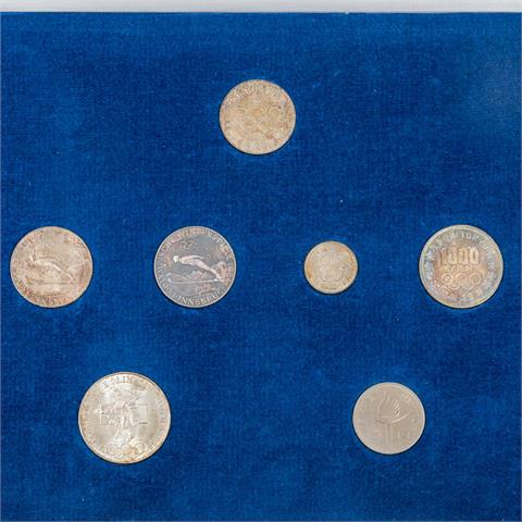 Olympische Spiele 1952 - 1972 - 7 Münzen in spezieller Box,
