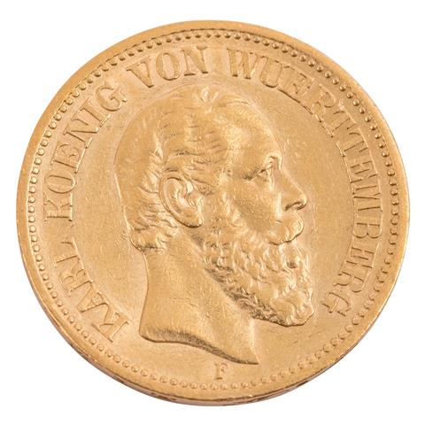 Dt. Kaiserreich /GOLD - Württemberg Karl 20 Mark 1872-F