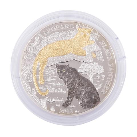 Ruanda - 1.000 Francs 2013, SILBER, Leopard und schwarzer Panther,