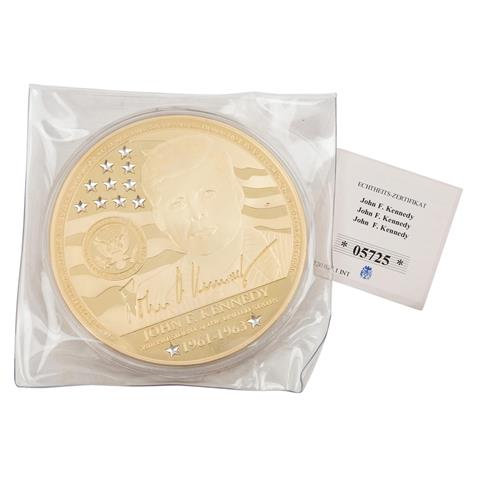 John F. Kennedy, 100 mm Medaille mit Swarovski "Steinen",