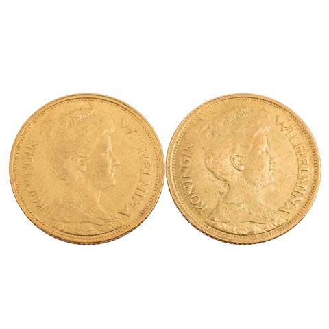 Niederlanden /GOLD - Wilhelmina 2 x 5 Gulden 1912