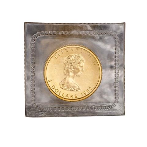 Kanada /GOLD - Elisabeth II. 5 Dollars, 1/10 oz Maple Leaf 1982