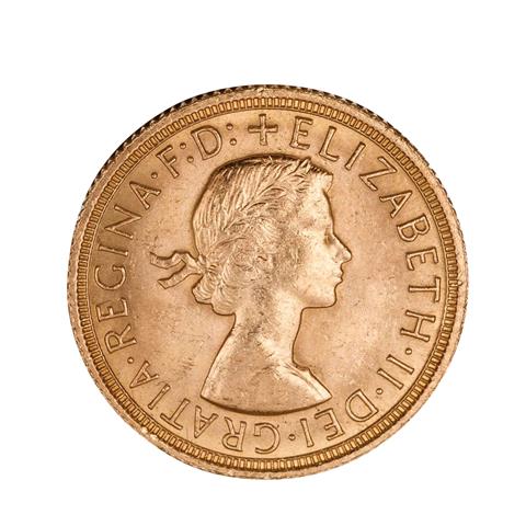 Großbritannien /GOLD - Elisabeth II. mit Schleife, 1 Sovereign 1966
