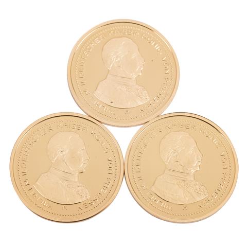 Moderne Medaillen von 3 x 20 Goldmark, König Wilhelm II, GOLD,