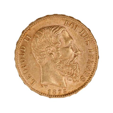 Belgien/GOLD - 20 Francs 1875, König Leopold II,
