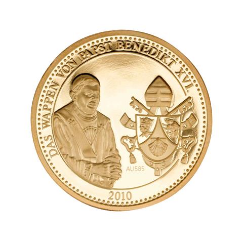 Moderne Medaille Vatikan 2010, ca. 10 Gramm GOLD rau,
