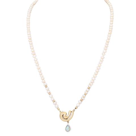 Perlenkette mit Opalanhänger,