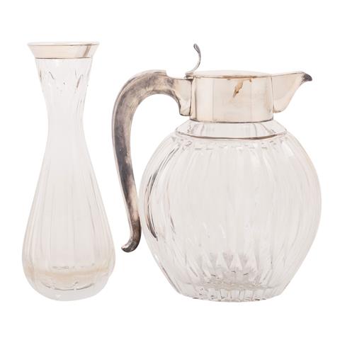DEUTSCH Vase & 'kalte Ente' mit Silbermontur, 20. Jh.