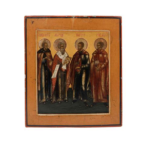 IKONE "Vier Heilige", Nordrussland 1850 bis 1890,