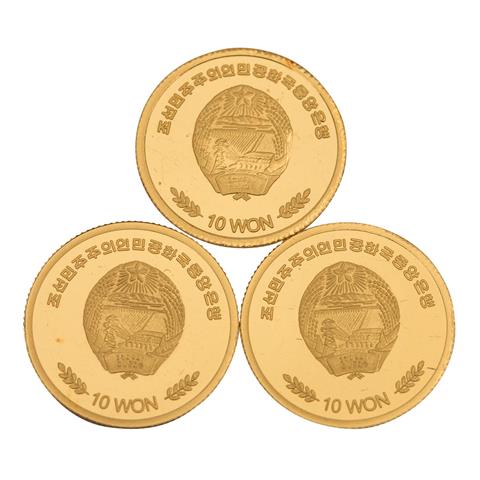Die kleinsten Goldmünzen der Welt: 3 x 10 Won Südkorea,