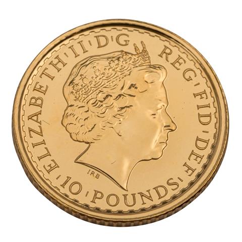 Grossbritannien - 10 Pfund 2012, Britannia, Queen Elizabeth, GOLD,