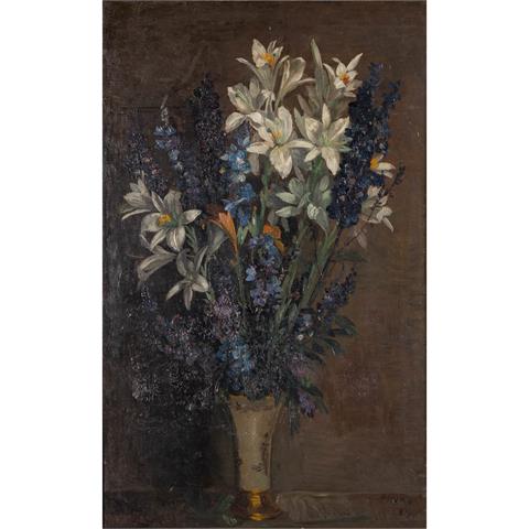 FAURE, AMANDUS (1874-1931), "Blumenstillleben mit weißen Lilien in goldener Vase",