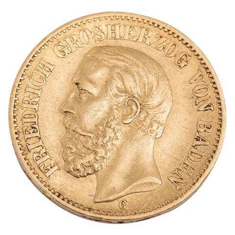 Dt. Kaiserreich /GOLD - Baden, Friedrich 20 Mark 1873/G