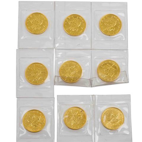 9 x Kanada/GOLD - 10 Dollars 1982, Maple Leaf,