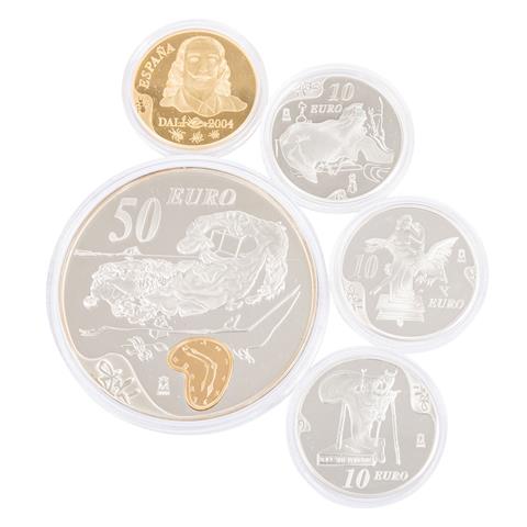 Spanien Münzenset "100. Geburtstag von Salvador Dali" aus Gold und Silber-