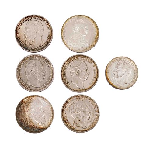 Dt. Kaiserreich - 7 Münzen, darunter