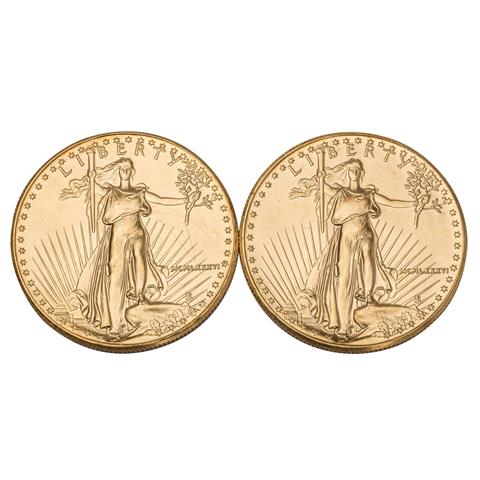 2 x USA/GOLD - 50 Dollars 1986, American Eagle,