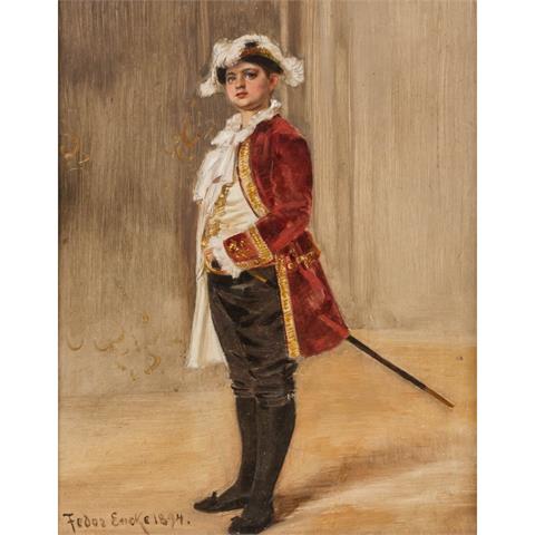 ENCKE, FEDOR (1851-1926), "Junger Mann in Gardeuniform mit Dreispitz und Degen",