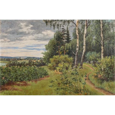 GEELMUYDEN, OLA (1858-1944), "Landschaft mit Birken am Waldweg"