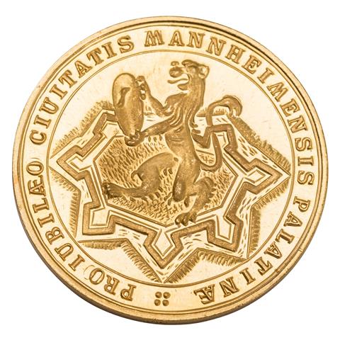 Mannheim, Jubiläumsmedaille 1607/1957, 350 Jahre Erteilung des Stadt Privilegs, GOLD,