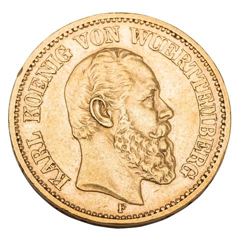 Dt. Kaiserreich /GOLD - Württemberg, Karl 20 Mark 1873/F