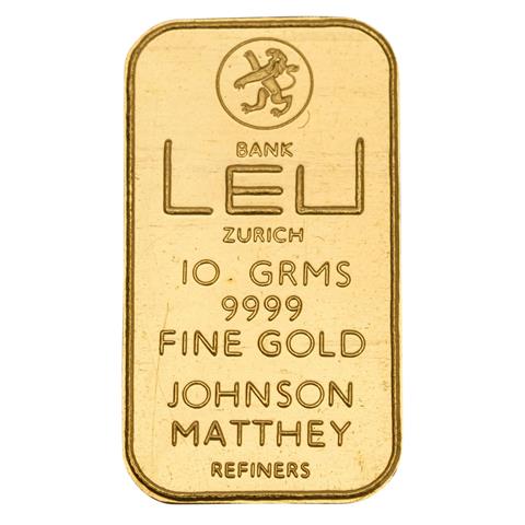 Schweiz - Goldbarren zu 10g GOLD fein, Bank Leu Zürich,
