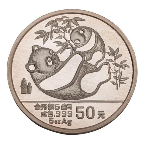 Volksrepublik China/Silber - 50 Yuan 1989, Pandamutter mit Kind,