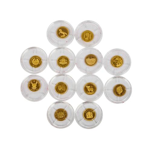 Die kleinsten Goldmünzen der Welt! - Zusammenstellung von 12 Stück,