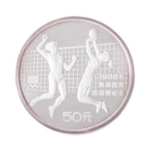 China/SILBER - 50 Yuan 1988 Volleyball,
