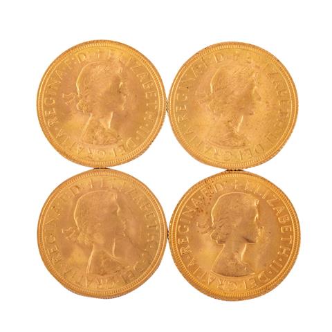 Großbritannien /GOLD - Elisabeth II. 4 x 1 Sovereign m. Schleife