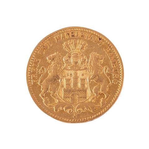 Dt. Kaiserreich /GOLD -  Freie und Hansestadt 10 Mark 1878-J