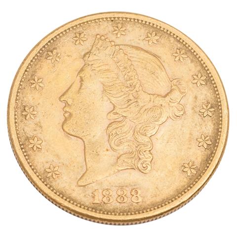 USA/GOLD - 20 Dollars 1888/S, Double Eagle, ss, Kratzer, berieben,