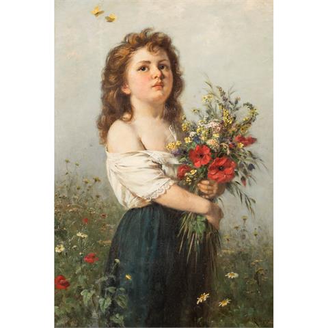 EPP,RUDOLF (1834-1910) "Mädchen mit Wiesenblumen"