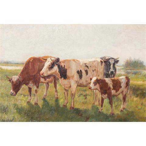VAN LOKHORST, JOHAN NICOLAAS (ATTRIBUIERT, 1837-c.1929) "Weidende Kühe an einem sonnigen Tag"
