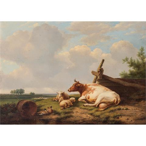 VERBOECKHOVEN, EUGÈNE (1798/99-1881) "Rinder am Zaun ruhend" 1842