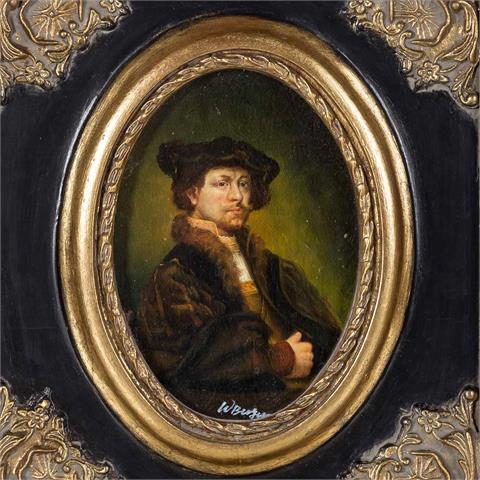 BURGER, W. (Maler/in 20. Jh.), "Portrait des Rembrandt van Rijn", nach dem Selbstbildnis Rembrandts,