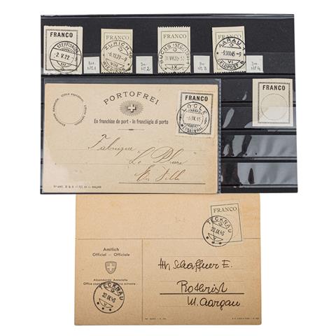 Schweiz - Kleine Sammlung an Franco Zetteln, 1 x ungebraucht (gefalzt),