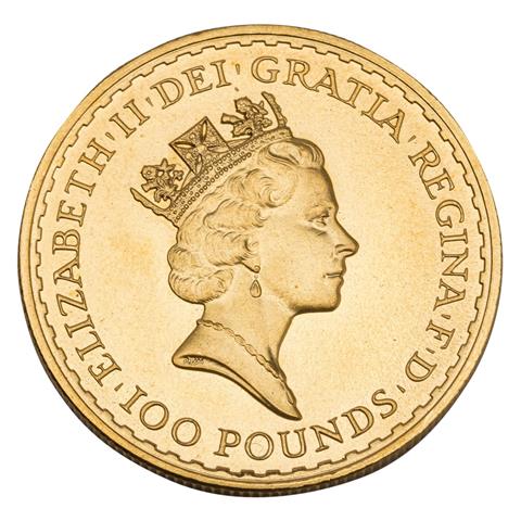 GB/GOLD - 100 Pounds 1994, Britannia, vz, Kratzer,