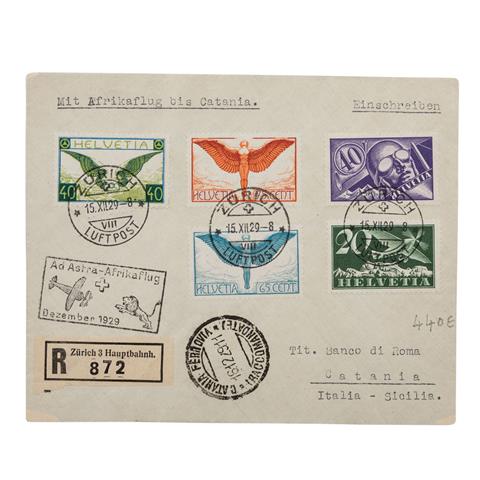 Schweiz - 1929, Ad Astra Afrikaflug, hier der Streckenabschnitt Zürich / Catania,