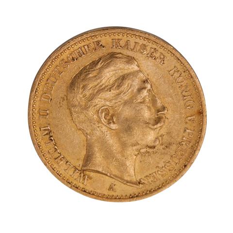 Dt. Kaiserreich /GOLD - Preussen Wilhelm II. 20 Mark 1889-A
