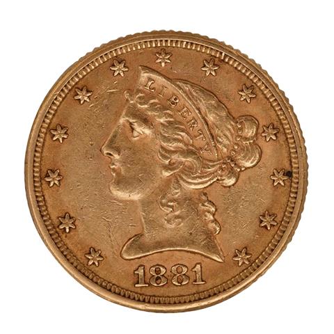 USA /GOLD - 5 Dollar Liberty Head 1881