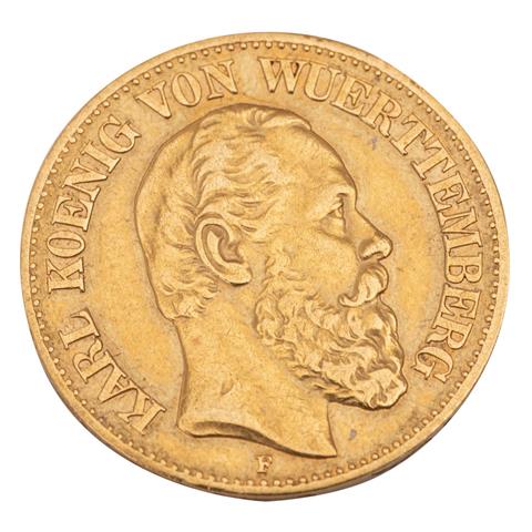 Dt. Kaiserreich /GOLD - Württemberg, Karl 10 Mark 1873/F