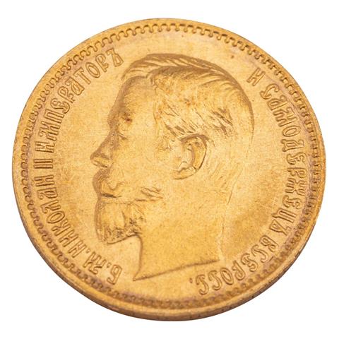 Zarenreich Russland /GOLD - Nikolai II. 5 Rubel 1904