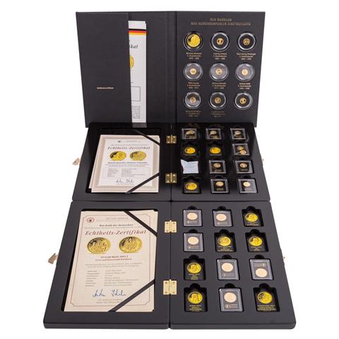 Sammlung BRD - Minigoldmedaillen mit ca. 15 g Fein Gold