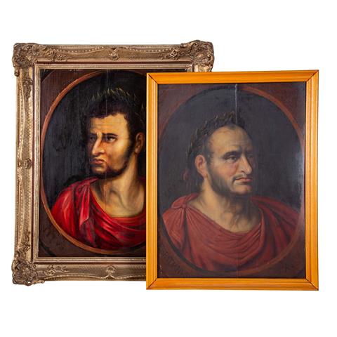 MALER 17./18. Jh., wohl Antwerpen, Paar antikisierende Portraits "Vespasianus X" & "Titus XI",